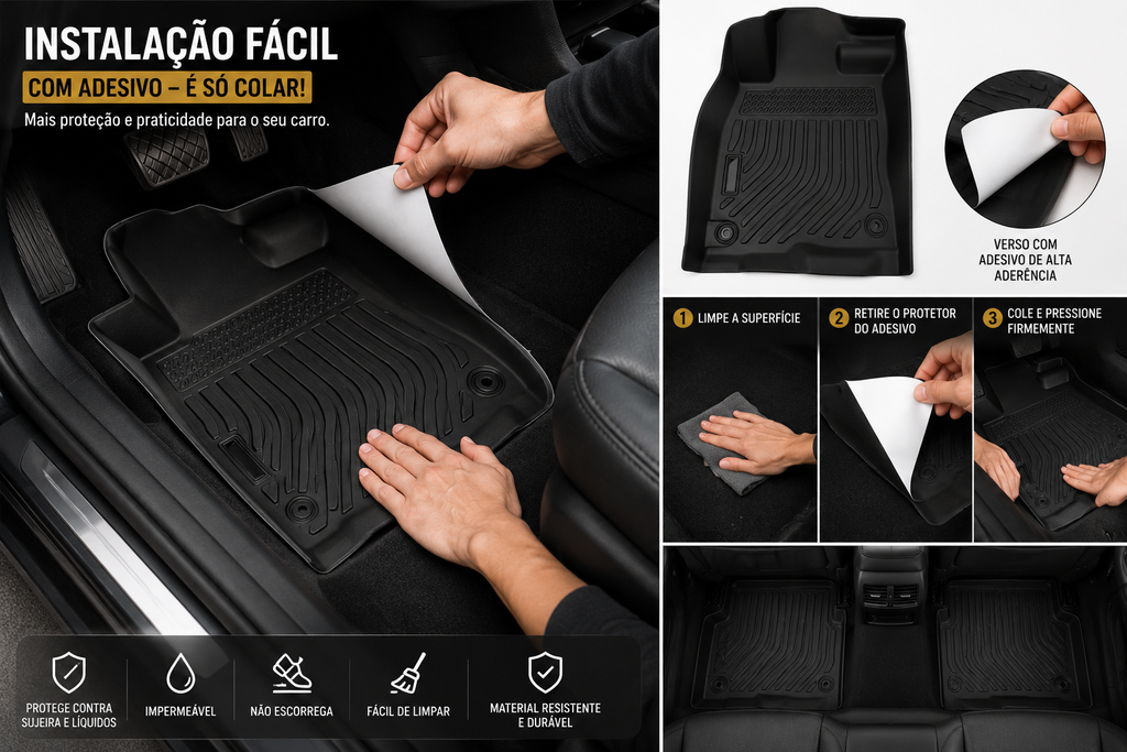 Lámina protectora autoadhesiva para el suelo del coche, negra y recortable, vista 4
